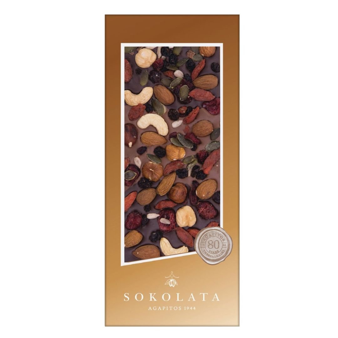 AGAPITOS Chocolate Tablets With Toppings Nut Mix & Dark & Milk Chocolate100gr